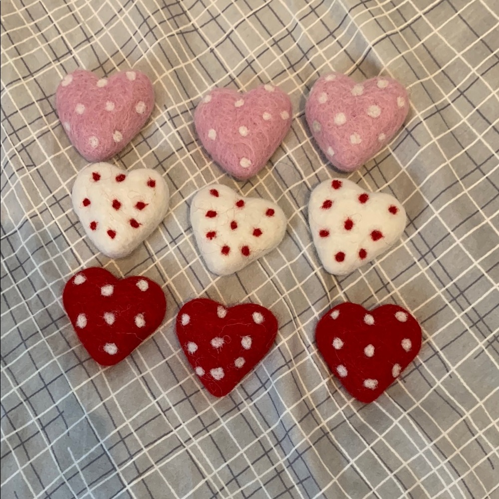 FELT | 3 Sets of Heart-Shaped Polka Dot Accessories | NWOT